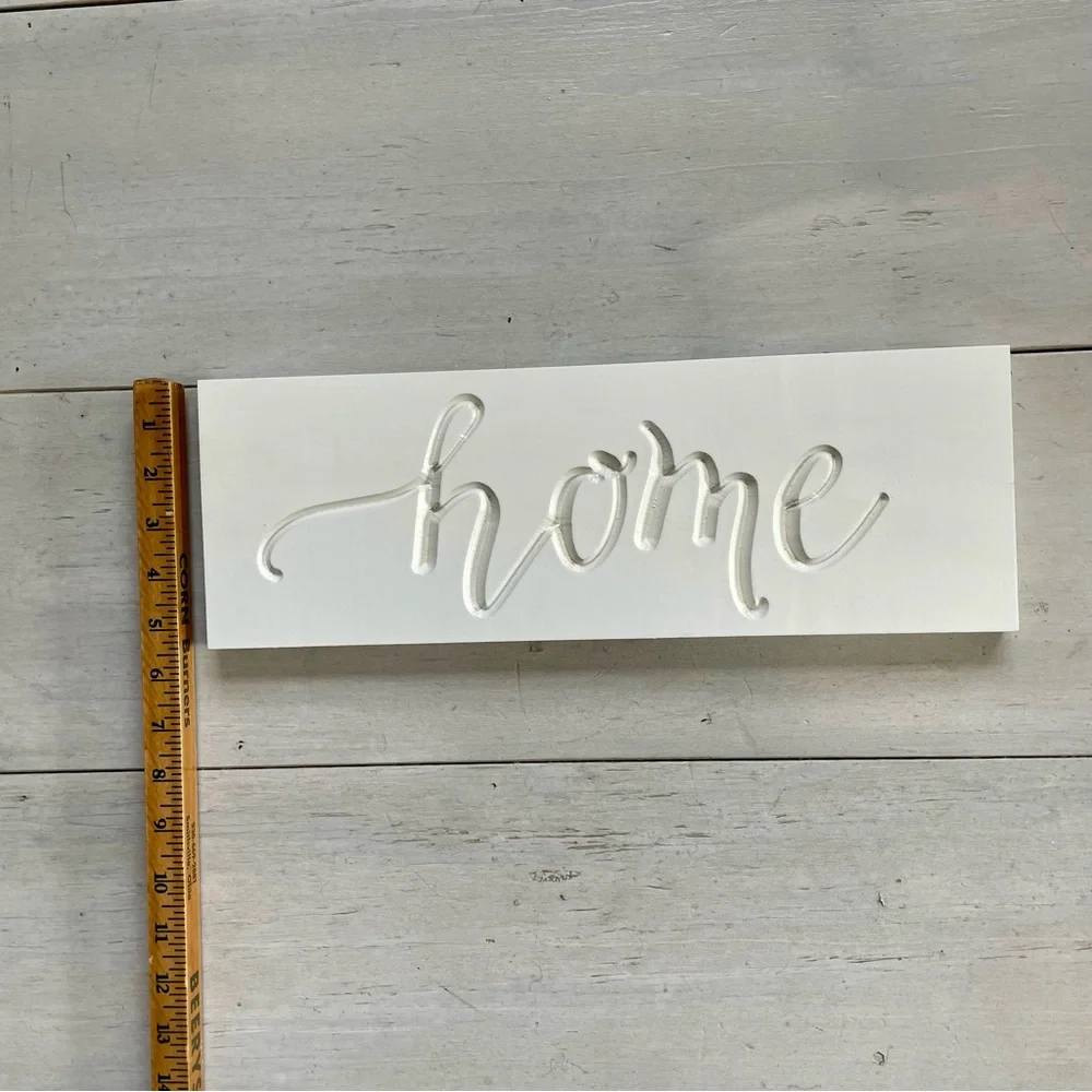 P Graham Dunn White Solid Engraved Wood 'Home' Wall Decor Farmhouse Cottagecore - Picture 5 of 5